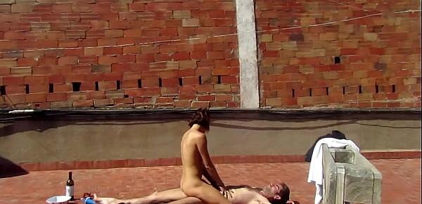  Couple Fucking in the Terrace Outside